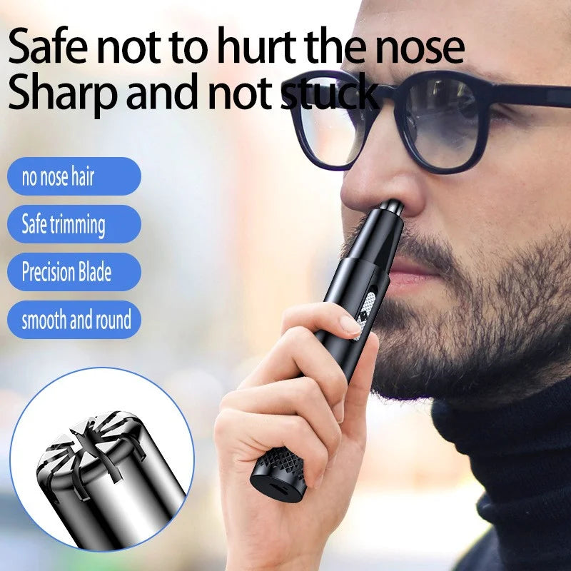 Rechargeable Electric Nose and Ear Trimmer - Safe and Painless for Men's Facial Care