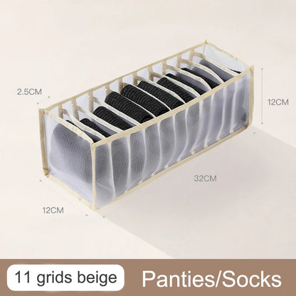 Organizador de Gavetas para Meias e Roupa Interior | Caixa Separadora com 7 Divisórias | Organizador Dobrável para Sutiãs, Calças e Jeans | Ideal para Quarto, Roupeiro e Dormitório