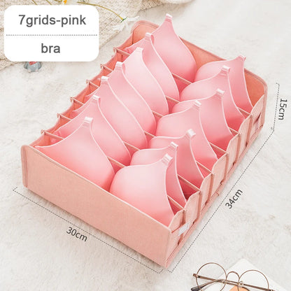 Organizador de Gavetas para Meias e Roupa Interior | Caixa Separadora com 7 Divisórias | Organizador Dobrável para Sutiãs, Calças e Jeans | Ideal para Quarto, Roupeiro e Dormitório