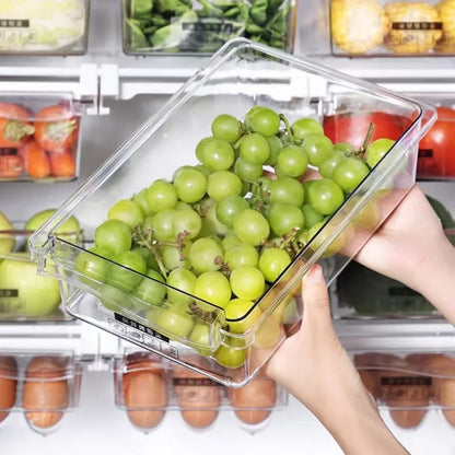 Kitchen Storage Box – Transparent Organizer for Fruits, Vegetables, Eggs, and Food | Sliding Drawer for Refrigerator Shelf