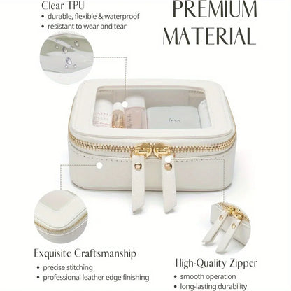 Mini neceser transparente: neceser de viaje, organizador de maquillaje, impermeable, con cremallera.