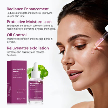 Suero iluminador de niacinamida: controla la oleosidad, reafirma, aclara las manchas oscuras, hidrata y repara. Asiaticósido.