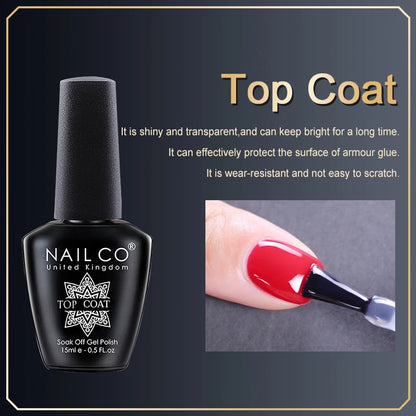 NAILCO Gel Nail Polish 15ml UV/LED Hema/TPO Free – Professional Semi-Permanent Base and Top Coat