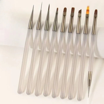Juego de 9 pinceles para pintar uñas: herramientas profesionales para detalles y diseños