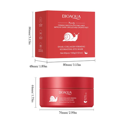 Mascarillas para ojos BIOAQUA (80 unidades) con colágeno de caracol: antiojeras, bolsas y arrugas, hidratantes y antiedad.