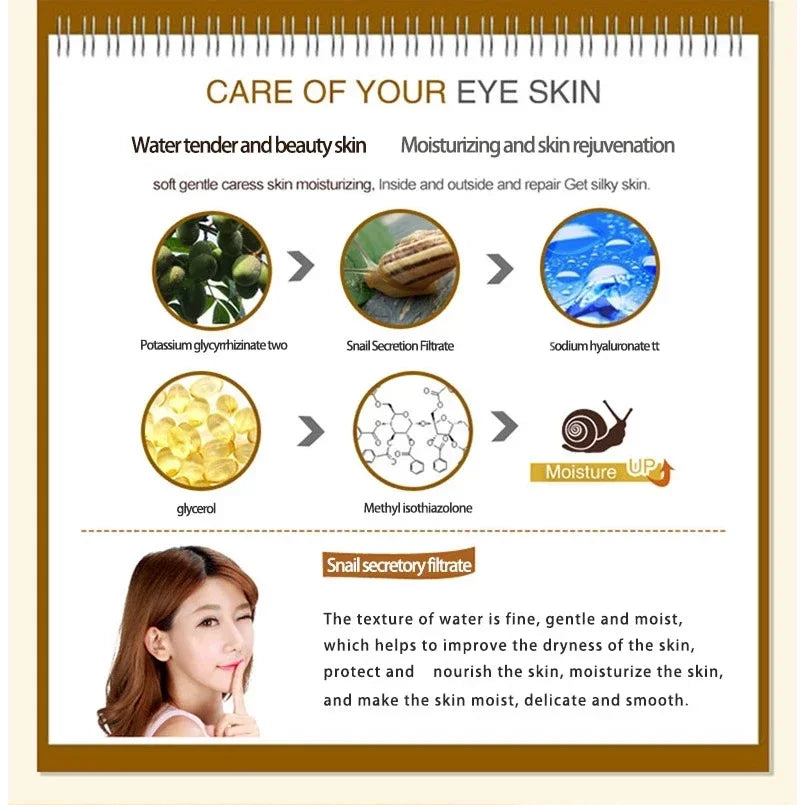 Kit Skincare Caracol Colágeno - Creme Anti-Idade Clareia Pele Sérum Olhos Remove Bolsas Olheiras