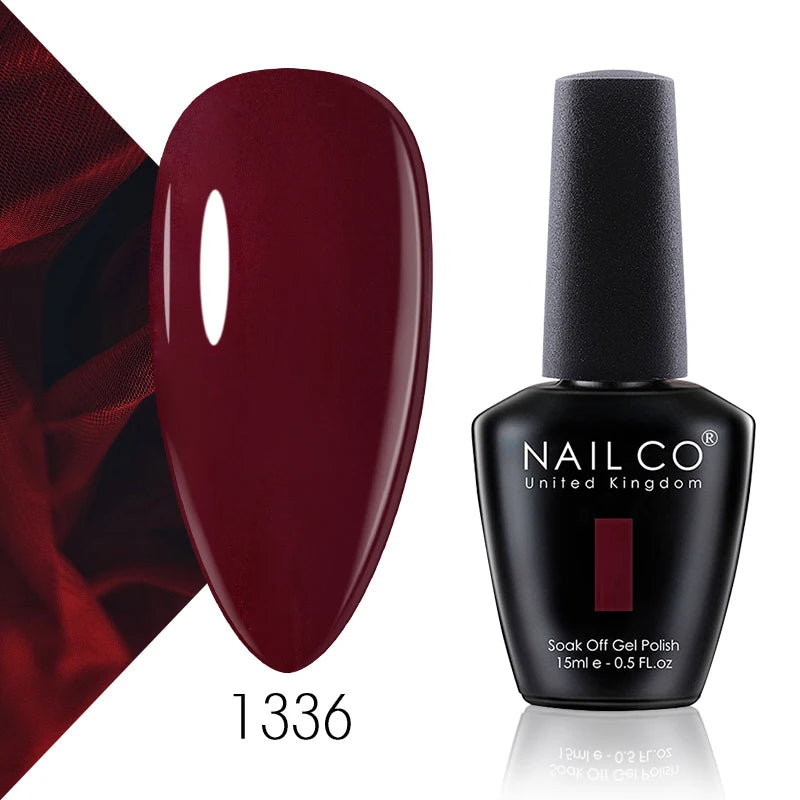 NAILCO Gel Nail Polish 15ml Dark Red Series – UV Glitter Colors Professional Semi-Permanent Manicure