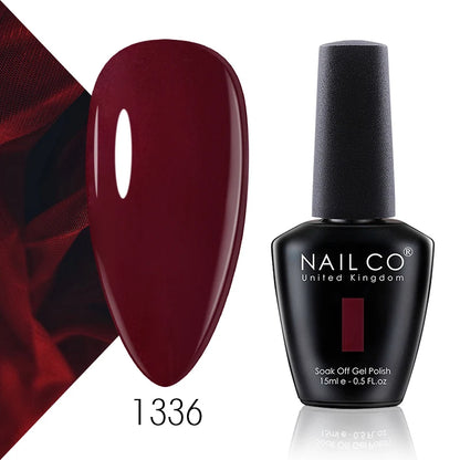 NAILCO Gel Nail Polish 15ml Dark Red Series – UV Glitter Colors Professional Semi-Permanent Manicure