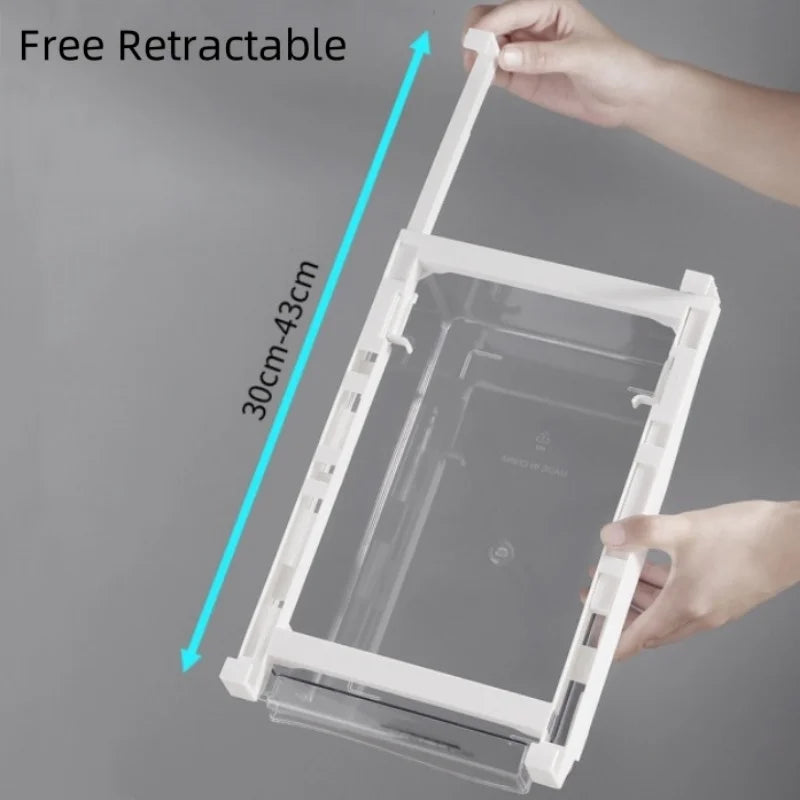 Kitchen Storage Box – Transparent Organizer for Fruits, Vegetables, Eggs, and Food | Sliding Drawer for Refrigerator Shelf