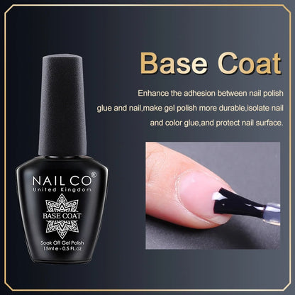 NAILCO Gel Nail Polish 15ml UV/LED Hema/TPO Free – Professional Semi-Permanent Base and Top Coat