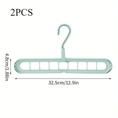 2 ou 4 Peças – Cabide Multifuncional Dobrável e Reutilizável | Suporte com Nove Orifícios para Organização de Roupas | Cabide em Plástico para Uso Doméstico – Vermelho & Verde