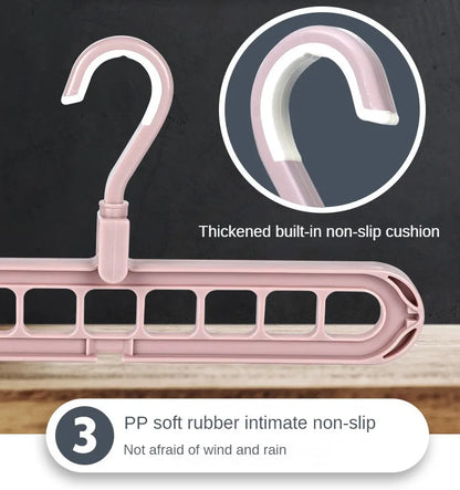 2 ou 4 Peças – Cabide Multifuncional Dobrável e Reutilizável | Suporte com Nove Orifícios para Organização de Roupas | Cabide em Plástico para Uso Doméstico – Vermelho & Verde