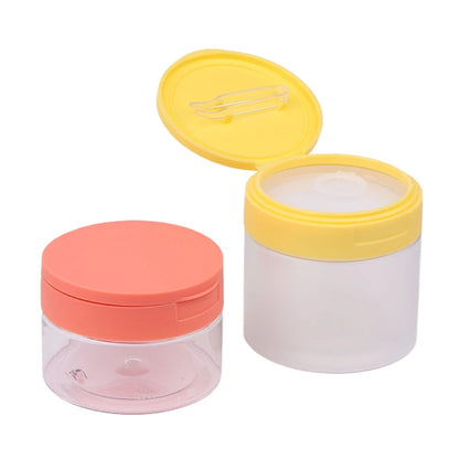 Frasco redondo para discos de algodón de 200 a 350 ml con pinzas – Recipiente transparente de boca ancha | Frasco para guardar discos de maquillaje, lociones y productos de belleza