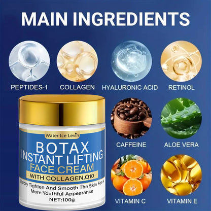 Crema facial antiedad (paquete de 100 g) – Colágeno, Q10, ceramidas, vitamina C, efecto lifting instantáneo, hidratante y reductor de arrugas.