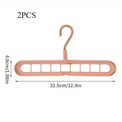 2 ou 4 Peças – Cabide Multifuncional Dobrável e Reutilizável | Suporte com Nove Orifícios para Organização de Roupas | Cabide em Plástico para Uso Doméstico – Vermelho & Verde