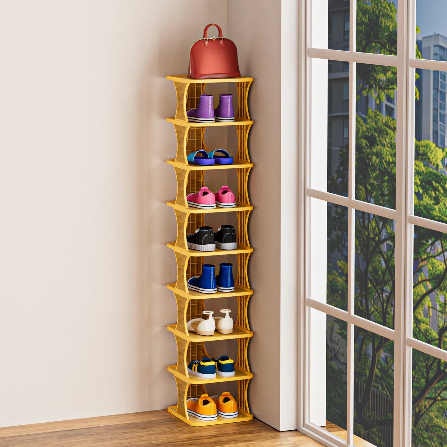 Sapateira Vertical 9 Andares | Organizador Modular de Sapatos | Design Compacto para Quarto e Varanda