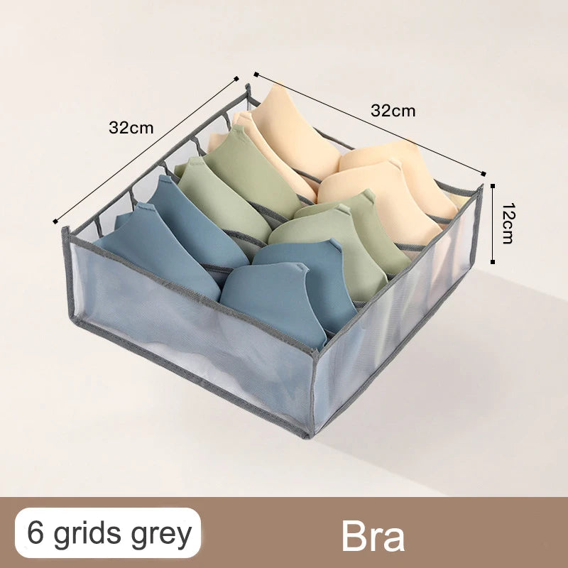 Organizador de Gavetas para Meias e Roupa Interior | Caixa Separadora com 7 Divisórias | Organizador Dobrável para Sutiãs, Calças e Jeans | Ideal para Quarto, Roupeiro e Dormitório