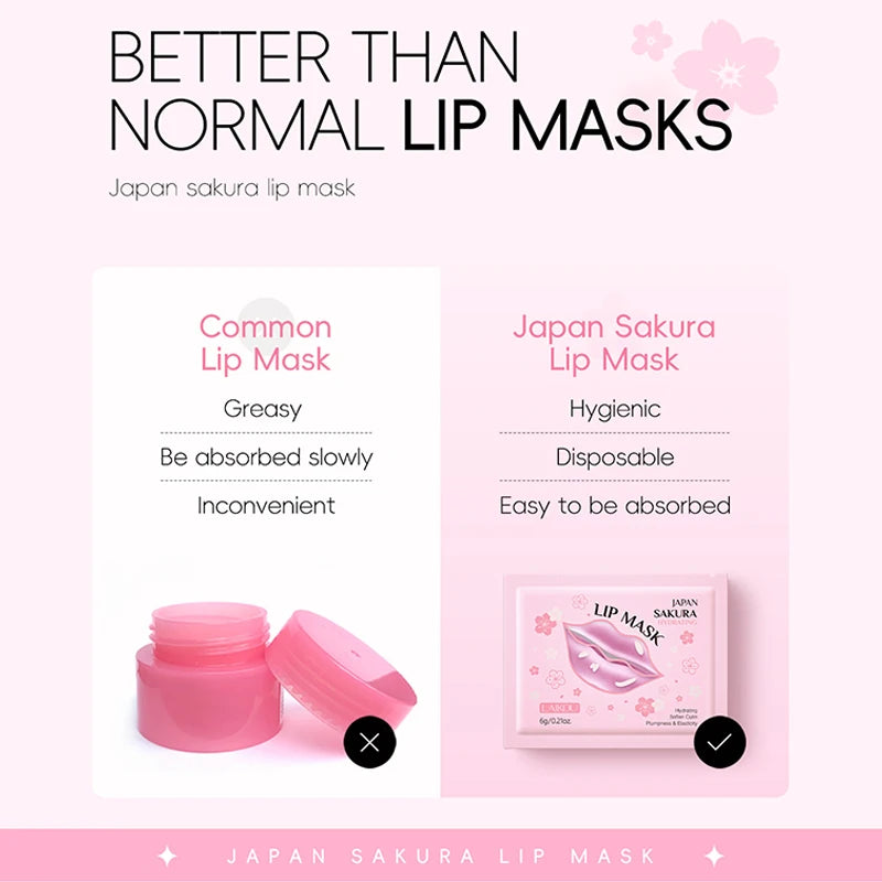 Máscara Labial LAIKOU 5/10pcs - Hidratação Profunda Reparadora Anti-Rugas Lábios