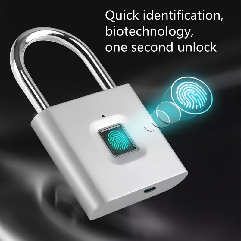 Smart Fingerprint Lock – Waterproof, Keyless, USB Rechargeable, Lightweight Aluminum, Ideal for Suitcases, Backpacks, and Luggage