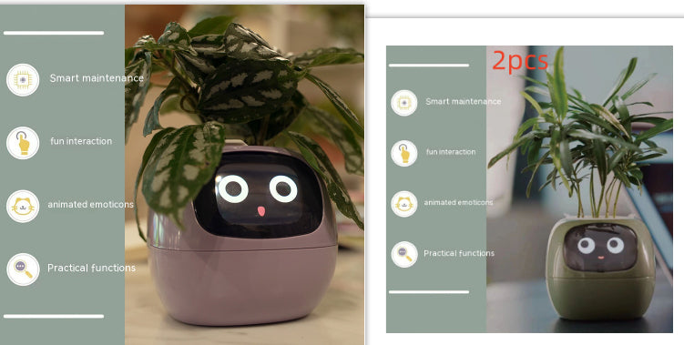 Smart Pot with Expressions and Sensors – Over 49 Expressions, 7 Smart Sensors and AI Chip, Making Plant Growing Easier and More Fun
