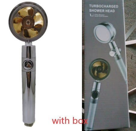 360° Rotating Shower Head – Water Saving, High Pressure, Turbo with Mini Fan, Premium ABS