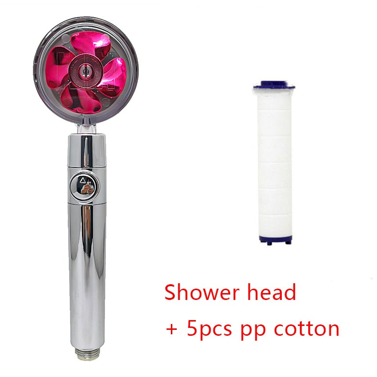 360° Rotating Shower Head – Water Saving, High Pressure, Turbo with Mini Fan, Premium ABS