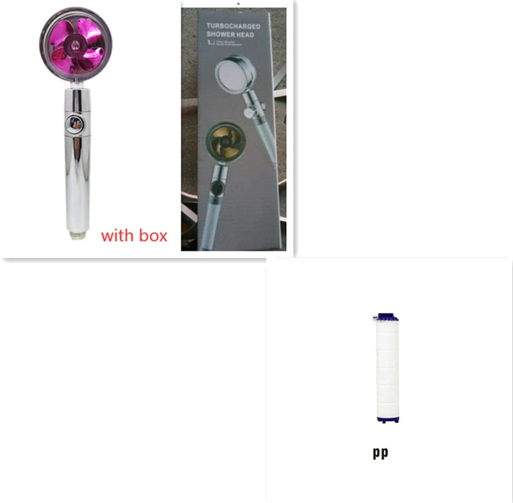 360° Rotating Shower Head – Water Saving, High Pressure, Turbo with Mini Fan, Premium ABS