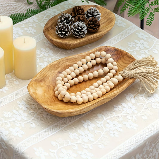 Bandeja de Jóias em Madeira Maciça Feita à Mão – Decoração Rústica em Estilo Country, Acabamento Natural, Formato Octogonal, Multiuso para Organização e Decoração da Casa