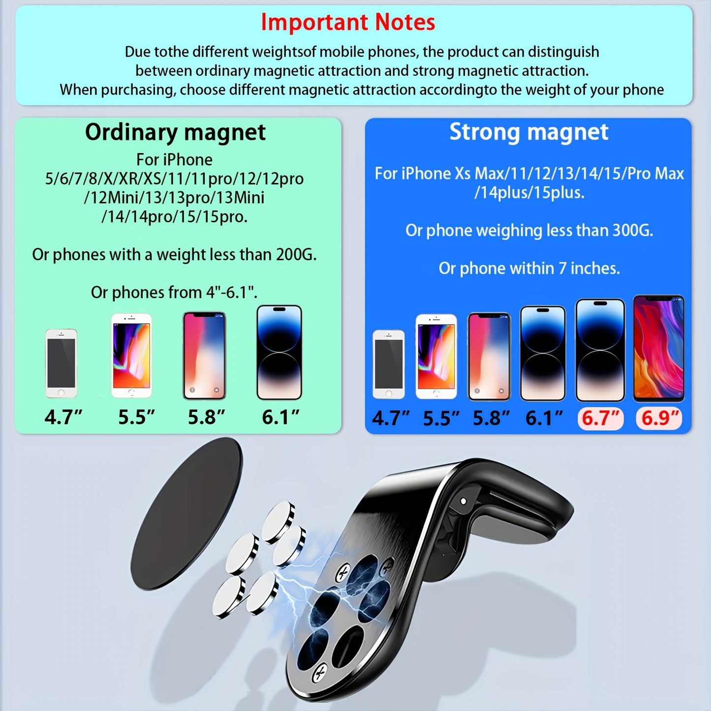Magnetic Car Phone Holder L-Shaped – Magnetic Smartphone Holder for Automotive Dashboard