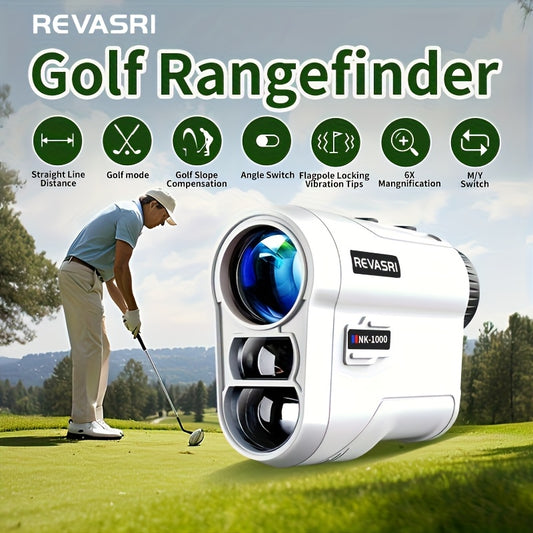 Medidor de Distância para Golfe REVASRI – Laser Rangefinder com Slope e Pin Lock Vibratório, Alcance de 914,4m, Bateria Recarregável, Medição de Distância em Linha Reta, Interruptor de Inclinação Externa (Legal para